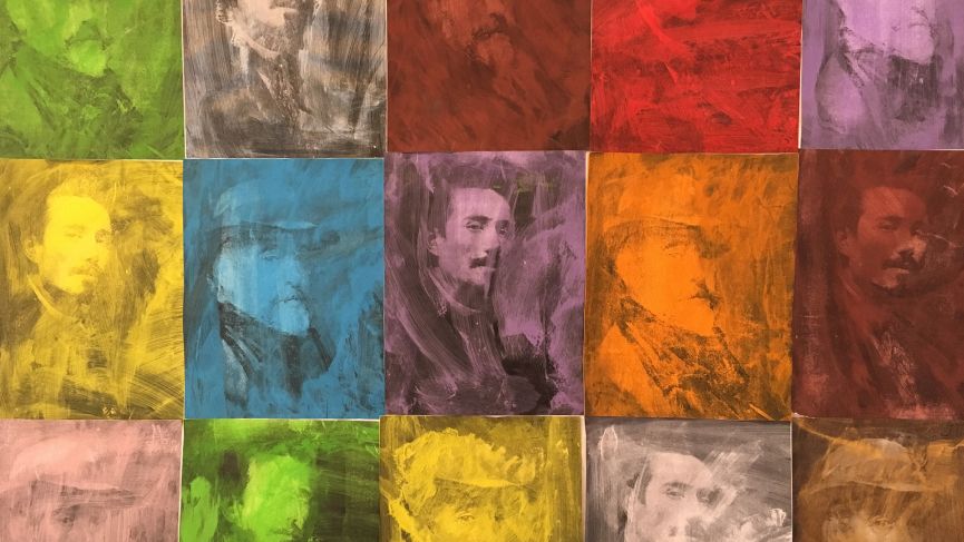 Autoretratos de Pinazo de varios colores