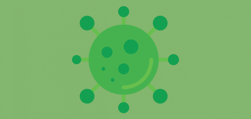 Dibujo de un virus verde.