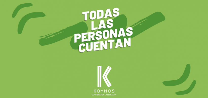 Todas las personas cuentan. Logo de Koynos Cooperativa.